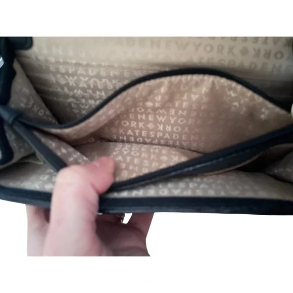 Kate Spade Black Pebbled Leather Crossbody Shoulder Bag Mini Gold Old Money - Picture 10 of 12